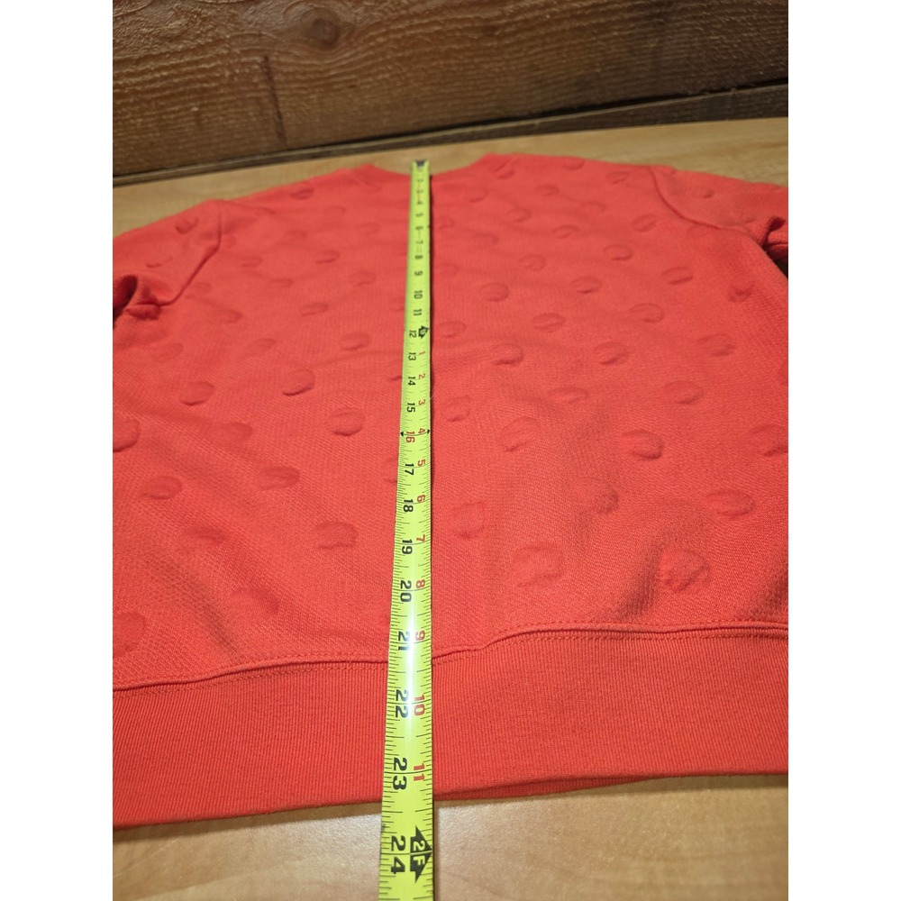 JoyLab Womens Textured Polka Dot Sweatshirt Elbow Cut Out Orange Red Size M - Picture 6 of 6